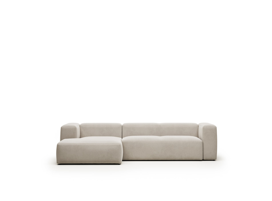 Blok 3-Sitzer-Sofa aus beigem Chenille mit Chaiselongue links 300 cm FSC Mix Credit