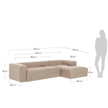 Blok 4-Sitzer Sofa Chaiselongue rechts beige 330 cm