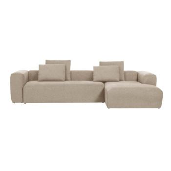 Blok 4-Sitzer-Sofa aus beigem Chenille mit Chaiselongue rechts 330 cm FSC Mix Credit