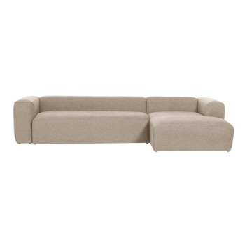 Blok 4-Sitzer-Sofa aus beigem Chenille mit Chaiselongue rechts 330 cm FSC Mix Credit