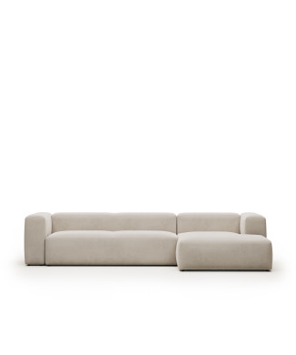 Blok 4-Sitzer-Sofa aus beigem Chenille mit Chaiselongue rechts 330 cm FSC Mix Credit
