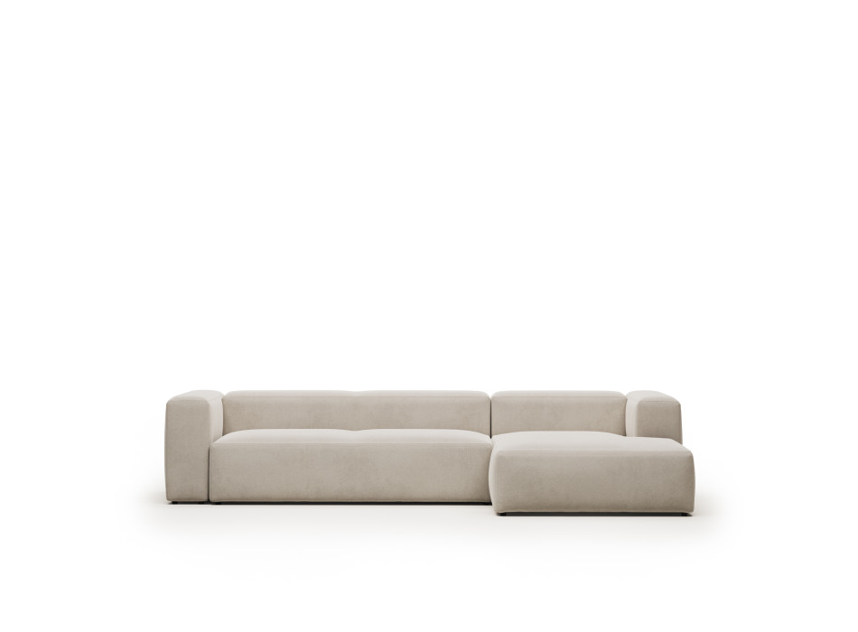 Blok 4-Sitzer-Sofa aus beigem Chenille mit Chaiselongue rechts 330 cm FSC Mix Credit