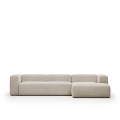Blok 4-Sitzer-Sofa aus beigem Chenille mit Chaiselongue rechts 330 cm FSC Mix Credit