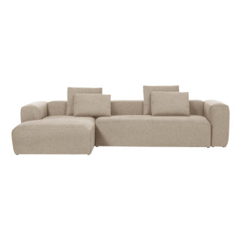 Blok 4-Sitzer-Sofa aus beigem Chenille mit Chaiselongue links 330 cm FSC Mix Credit