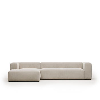 Blok 4-Sitzer-Sofa aus beigem Chenille mit Chaiselongue links 330 cm FSC Mix Credit