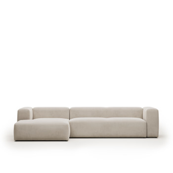 Blok 4-Sitzer-Sofa aus beigem Chenille mit Chaiselongue links 330 cm FSC Mix Credit