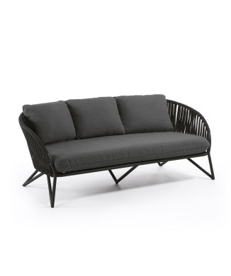 Branzie 3-Sitzer-Sofa aus schwarzem Seil 180cm