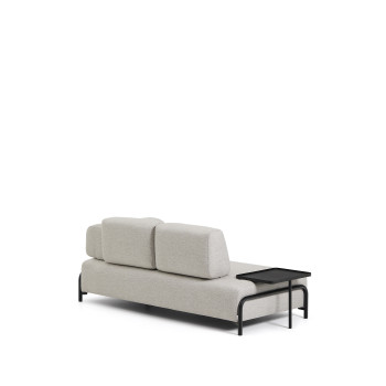 Compo 2-Sitzer-Sofa in Graubeige mit großem Tablett und 200 cm schwarzem Metallrahmen FSC Mix Credit