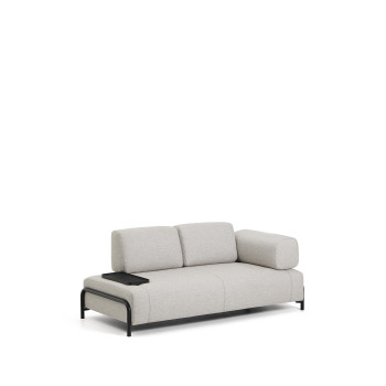 Compo 2-Sitzer Sofa in Graubeige mit kleinem Tablett und schwarzem Metallgestell 200 cm FSC Mix Credit