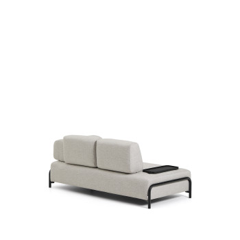 Compo 2-Sitzer Sofa in Graubeige mit kleinem Tablett und schwarzem Metallgestell 200 cm FSC Mix Credit