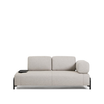 Compo 2-Sitzer Sofa in Graubeige mit kleinem Tablett und schwarzem Metallgestell 200 cm FSC Mix Credit
