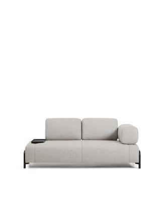 Compo 2-Sitzer Sofa in Graubeige mit kleinem Tablett und schwarzem Metallgestell 200 cm FSC Mix Credit