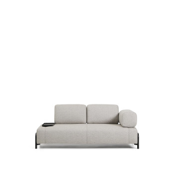 Compo 2-Sitzer Sofa in Graubeige mit kleinem Tablett und schwarzem Metallgestell 200 cm FSC Mix Credit