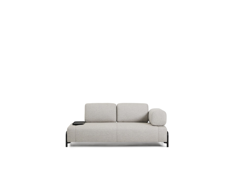 Compo 2-Sitzer Sofa in Graubeige mit kleinem Tablett und schwarzem Metallgestell 200 cm FSC Mix Credit
