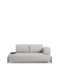 Compo 2-Sitzer Sofa in Graubeige mit kleinem Tablett und schwarzem Metallgestell 200 cm FSC Mix Credit