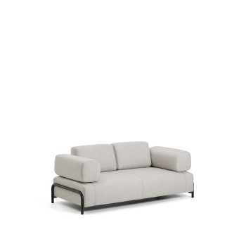 Compo 2-Sitzer Sofa in Graubeige mit schwarzem Metallgestell, 200 cm FSC Mix Credit