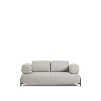 Compo 2-Sitzer Sofa in Graubeige mit schwarzem Metallgestell, 200 cm FSC Mix Credit