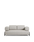 Compo 2-Sitzer Sofa in Graubeige mit schwarzem Metallgestell, 200 cm FSC Mix Credit