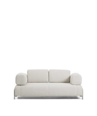 Compo 2-Sitzer-Sofa aus ecrufarbenem Chenille und beigem Metallrahmen, 200 cm FSC Mix Credit