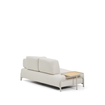 Compo 2-Sitzer-Sofa in Ecru Chenille, großes Tablett mit Eichenfurnier und beigem Metallrahmen 200 cm FSC Mix Credit