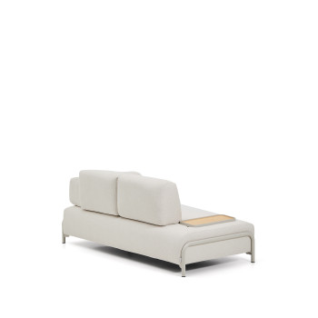 Compo 2-Sitzer-Sofa in Ecru Chenille, kleines Tablett mit Eichenfurnier und beigem Metallrahmen 200 cm FSC Mix Credit