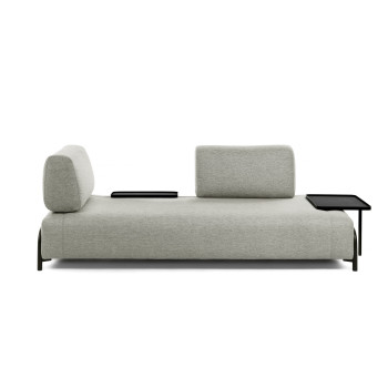 Compo 3-Sitzer-Sofa, graubeige, mit großem Tablett, 252 cm