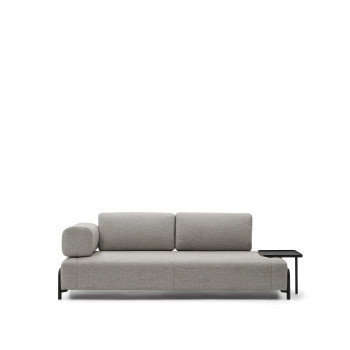 Compo 3-Sitzer Sofa graubeige mit großem Tablett 252 cm