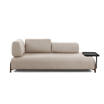Compo 3-Sitzer-Sofa, graubeige, mit großem Tablett, 252 cm