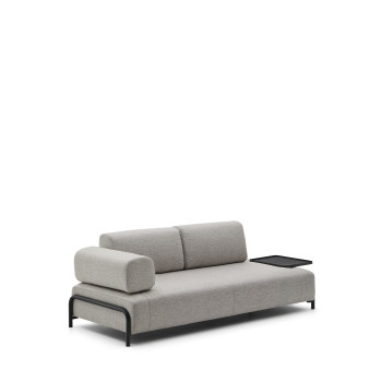 Compo 3-Sitzer-Sofa, graubeige, mit großem Tablett, 252 cm