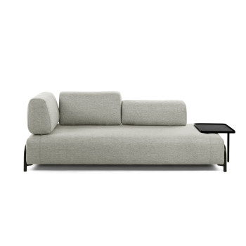 Compo 3-Sitzer-Sofa, graubeige, mit großem Tablett, 252 cm