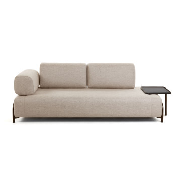 Compo 3-Sitzer Sofa graubeige mit großem Tablett 252 cm