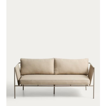 Zivia 2-Sitzer-Gartensofa aus rohem Seil und grün verzinktem Stahl, 178 cm