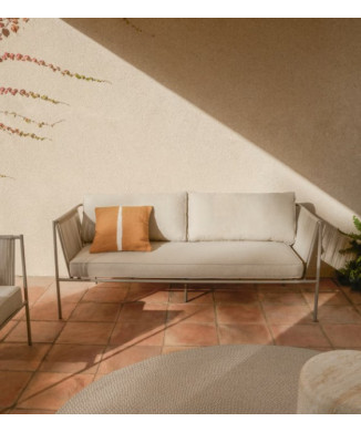 Zivia 2-Sitzer-Gartensofa aus rohem Seil und grün verzinktem Stahl, 178 cm