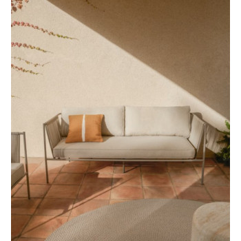 Zivia 2-Sitzer-Gartensofa aus rohem Seil und grün verzinktem Stahl, 178 cm