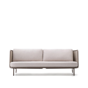 Sedalis 3-Sitzer-Gartensofa aus Aluminium und taubengrauem Seil, 210 cm