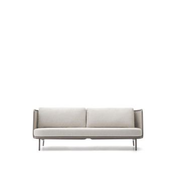 Sedalis 3-Sitzer-Gartensofa aus Aluminium und taubengrauem Seil, 210 cm