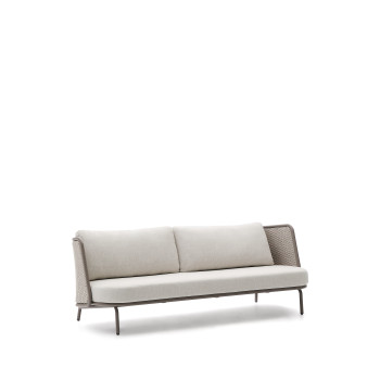 Sedalis 3-Sitzer-Gartensofa aus Aluminium und taubengrauem Seil, 210 cm