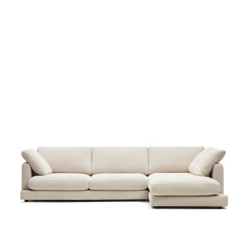 Gala 4-Sitzer-Sofa aus beigem Chenille mit Chaiselongue rechts FSC Mix Credit 300 cm