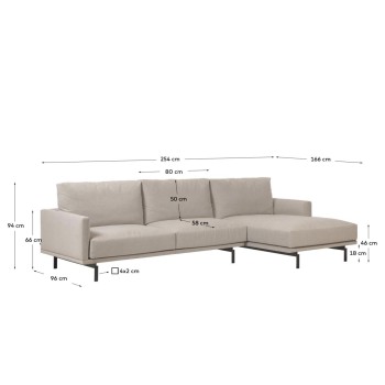 Galene 3-Sitzer-Sofa mit Chaiselongue rechts, beige, 254 cm