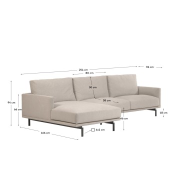Galene 3-Sitzer-Sofa mit Chaiselongue links, beige, 254 cm