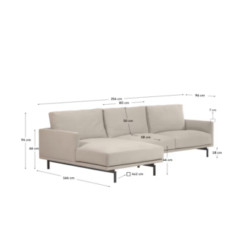 Galene 3-Sitzer-Sofa mit Chaiselongue links, beige, 254 cm, FSC Mix-zertifiziert