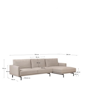 Galene 4-Sitzer-Sofa mit Chaiselongue rechts, beige, 314 cm