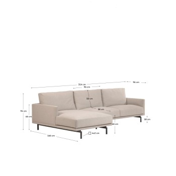 Galene 4-Sitzer-Sofa mit Chaiselongue links, beige, 314 cm