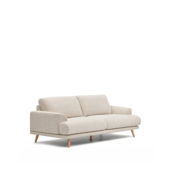 Karin 3-Sitzer-Sofa, beige, mit Beinen aus massivem Buchenholz, 228 cm