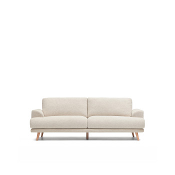 Karin 3-Sitzer-Sofa, beige, mit Beinen aus massivem Buchenholz, 228 cm