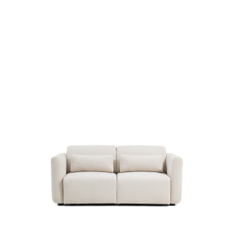 Lares 2-Sitzer-Sofa mit motorisierten Gleitsitzen und verstellbarer Kopfstütze in beigefarbenem Chenille, 180 cm
