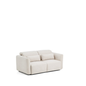 Lares 2-Sitzer-Sofa mit motorisierten Gleitsitzen und verstellbarer Kopfstütze in beigefarbenem Chenille, 180 cm