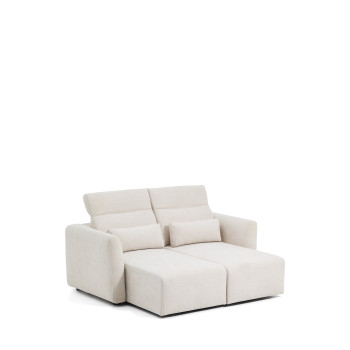 Lares 2-Sitzer-Sofa mit motorisierten Gleitsitzen und verstellbarer Kopfstütze in beigefarbenem Chenille, 180 cm