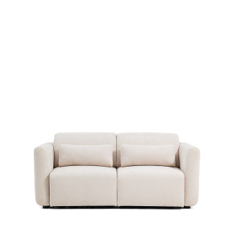 Lares 2-Sitzer-Sofa mit motorisierten Gleitsitzen und verstellbarer Kopfstütze in beigefarbenem Chenille, 180 cm