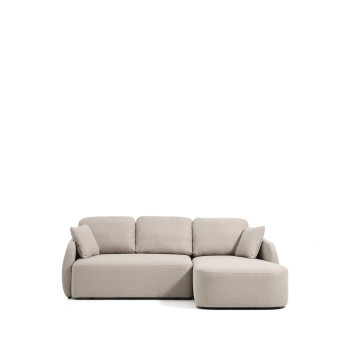 Laira 3-Sitzer-Schlafsofa aus beigem Chenille mit Chaiselongue rechts 246 cm FSC Mix Credit